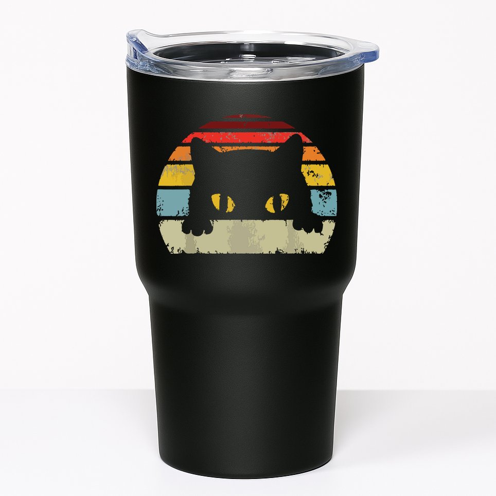 Cat Retro Style Black Kitty Cats Lover Gift Tumbler