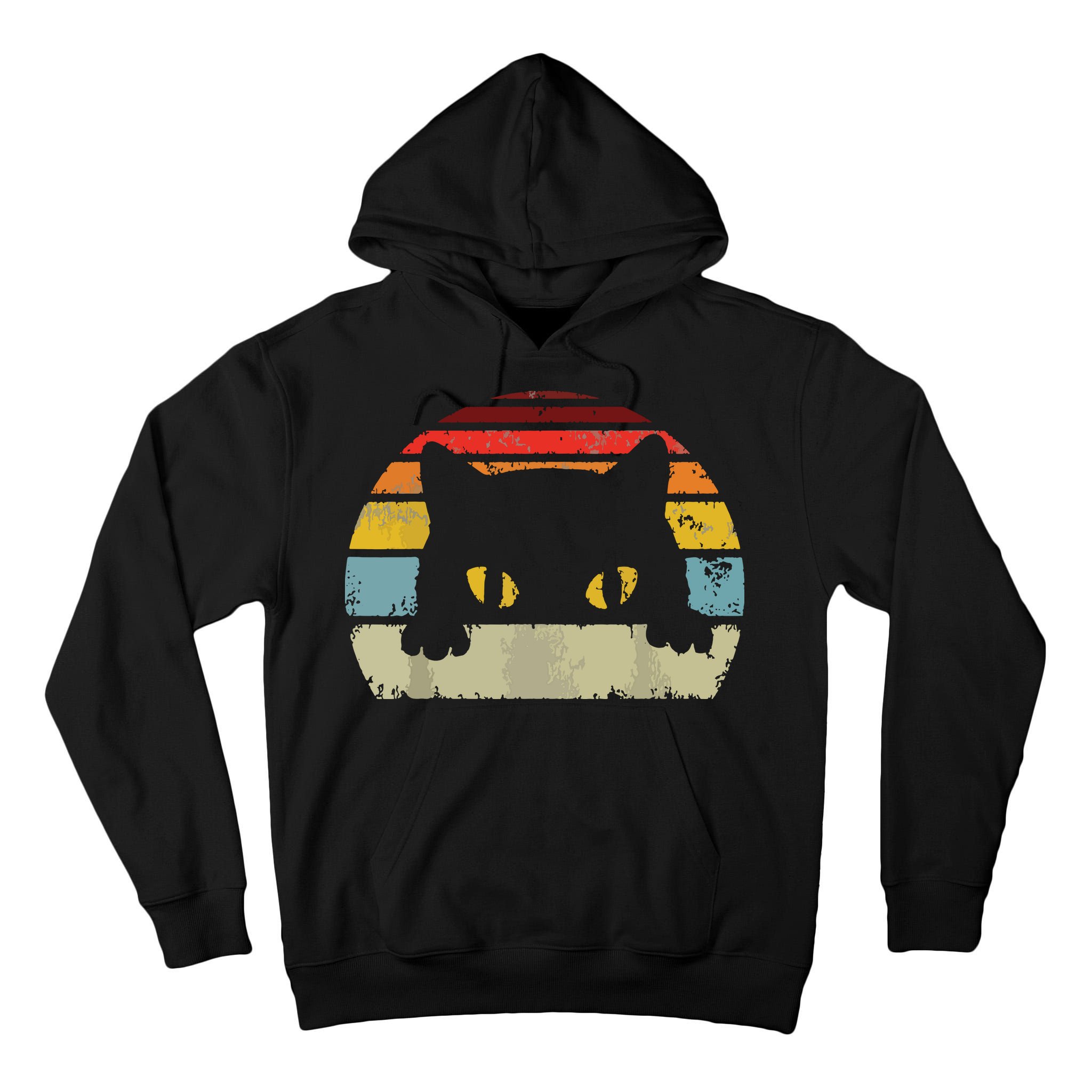 Cat Retro Style Black Kitty Cats Lover Gift Tall Hoodie