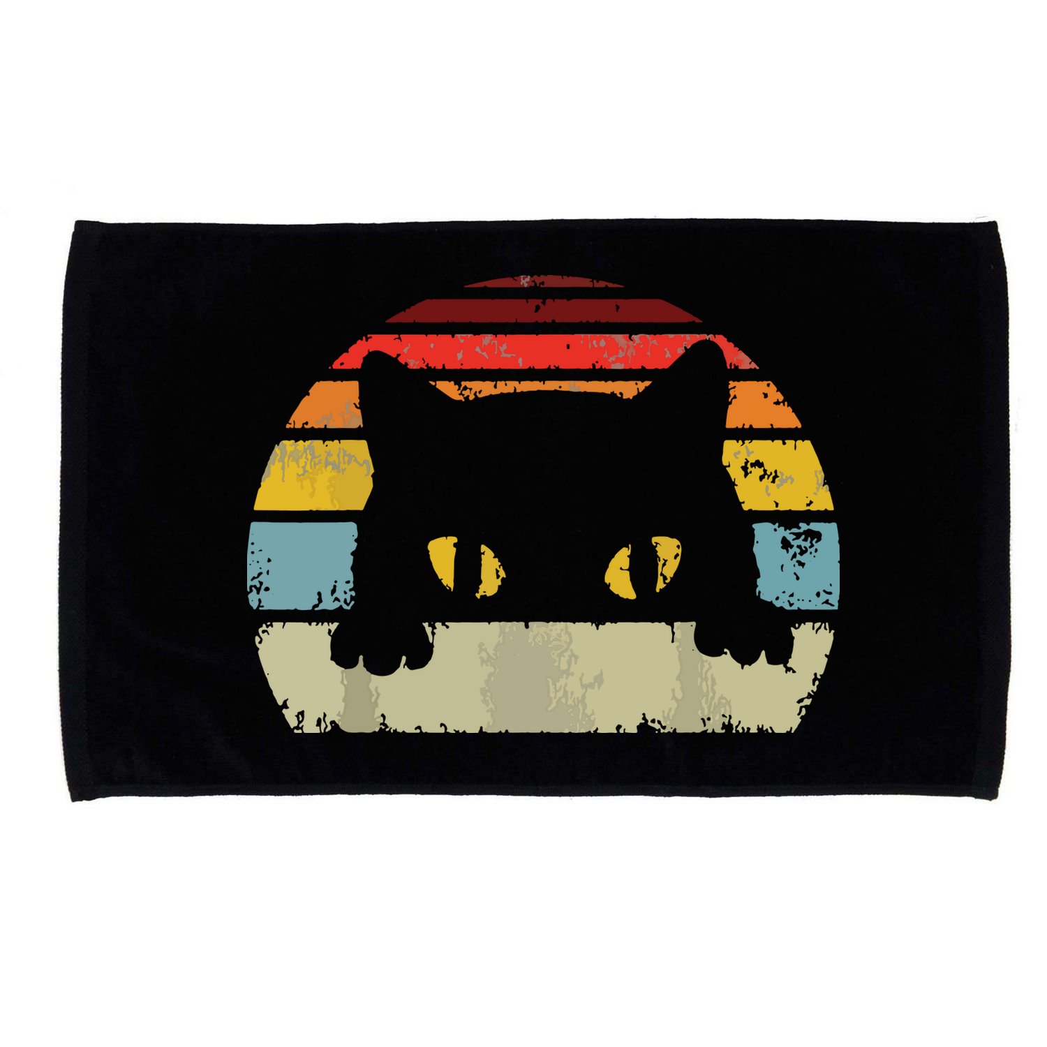 Cat Retro Style Black Kitty Cats Lover Gift Microfiber Hand Towel
