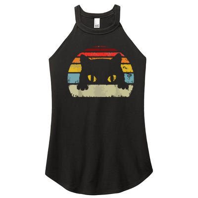 Cat Retro Style Black Kitty Cats Lover Gift Women’s Perfect Tri Rocker Tank