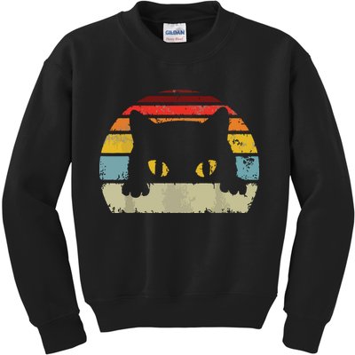 Cat Retro Style Black Kitty Cats Lover Gift Kids Sweatshirt