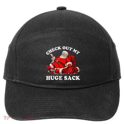 Christmas Red Santa Pajama Check Out My Huge Sack Funny Xmas 7-Panel Snapback Hat