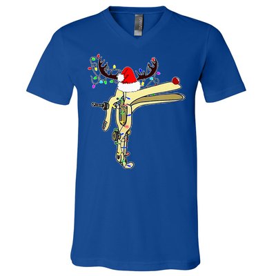 Christmas Reindeer Speculum Nurse OBGYN L&D Nursing Xmas  V-Neck T-Shirt