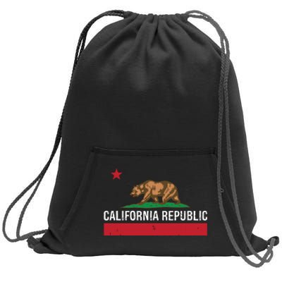 California Republic State Flag Sweatshirt Cinch Pack Bag