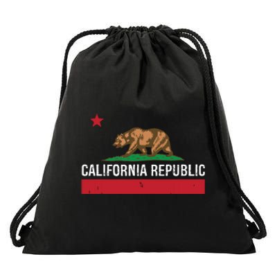 California Republic State Flag Drawstring Bag