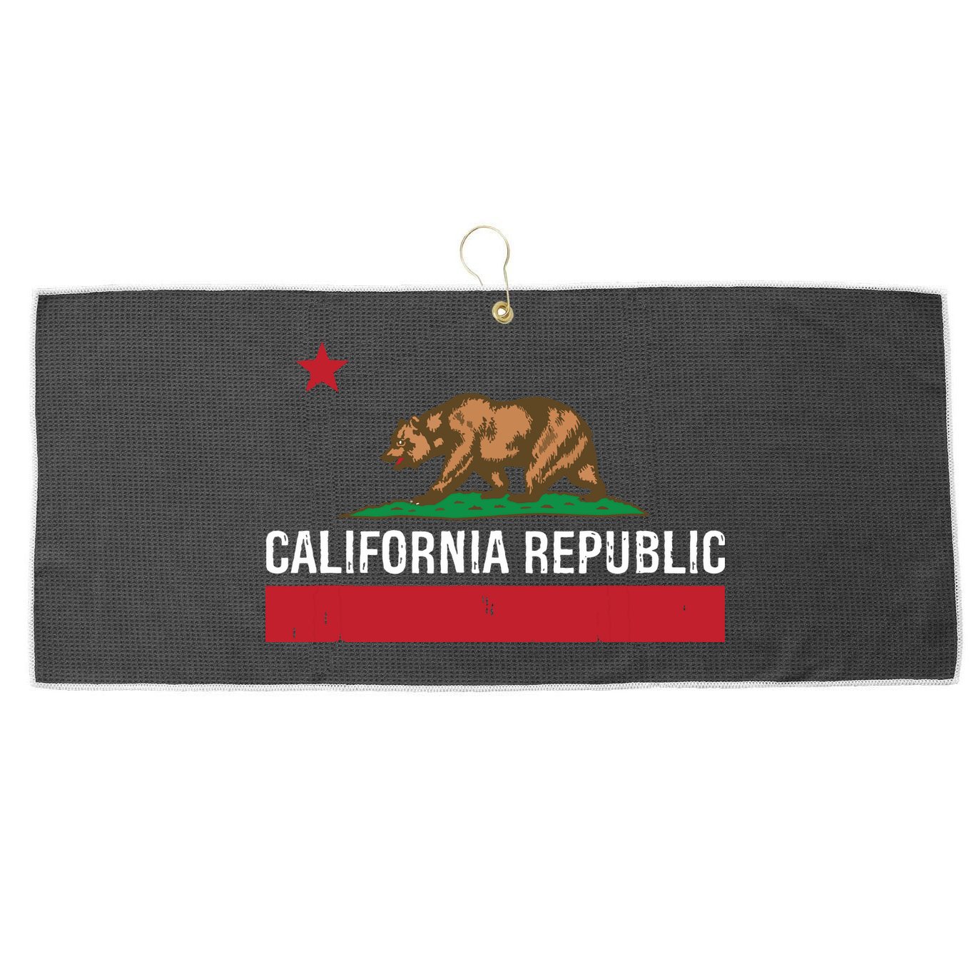 California Republic State Flag Large Microfiber Waffle Golf Towel