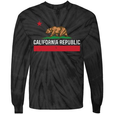 California Republic State Flag Tie-Dye Long Sleeve Shirt