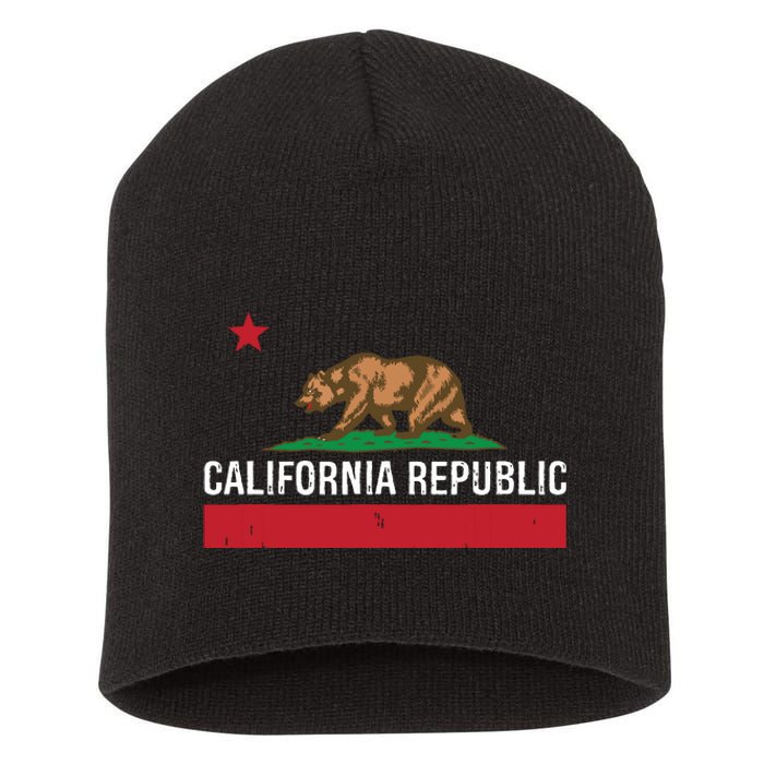 California Republic State Flag Short Acrylic Beanie