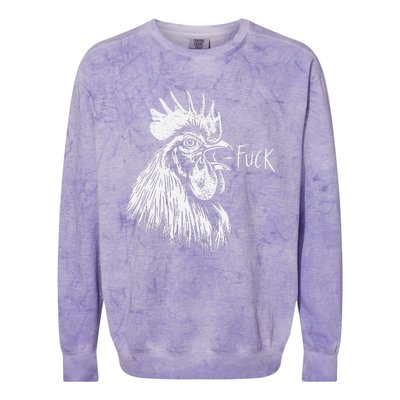 Chicken Rooster Saying Fuck Funny Colorblast Crewneck Sweatshirt