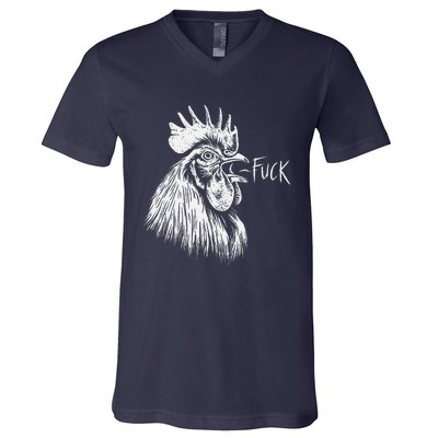 Chicken Rooster Saying Fuck Funny V-Neck T-Shirt