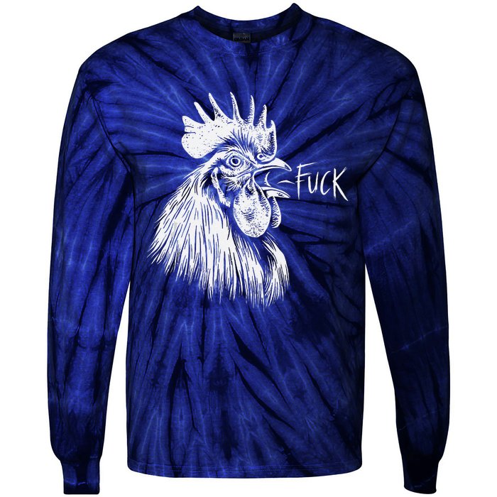 Chicken Rooster Saying Fuck Funny Tie-Dye Long Sleeve Shirt