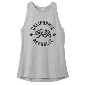 California Republic State Flag Grizzly Bear Ladies PosiCharge Tri-Blend Wicking Tank