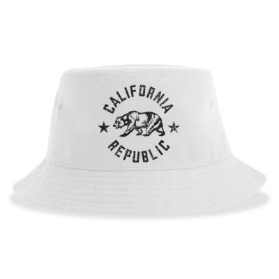 California Republic State Flag Grizzly Bear Sustainable Bucket Hat