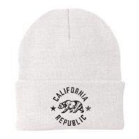 California Republic State Flag Grizzly Bear Knit Cap Winter Beanie