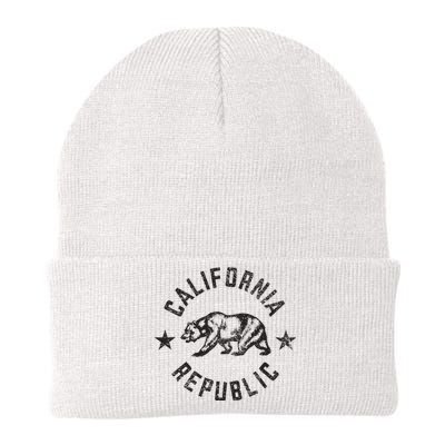 California Republic State Flag Grizzly Bear Knit Cap Winter Beanie