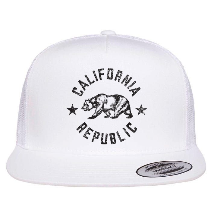 California Republic State Flag Grizzly Bear Flat Bill Trucker Hat