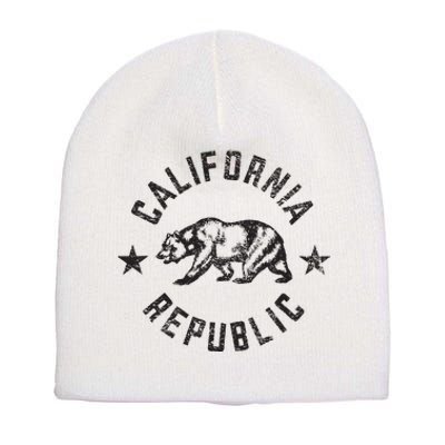 California Republic State Flag Grizzly Bear Short Acrylic Beanie