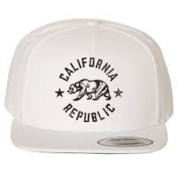 California Republic State Flag Grizzly Bear Wool Snapback Cap