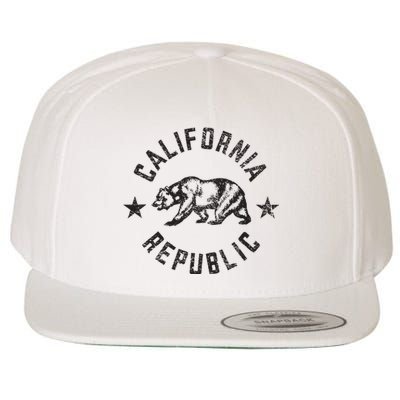 California Republic State Flag Grizzly Bear Wool Snapback Cap