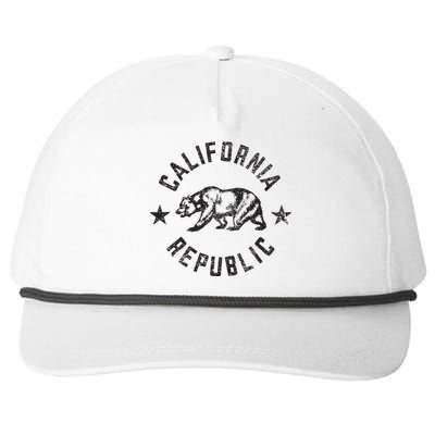 California Republic State Flag Grizzly Bear Snapback Five-Panel Rope Hat