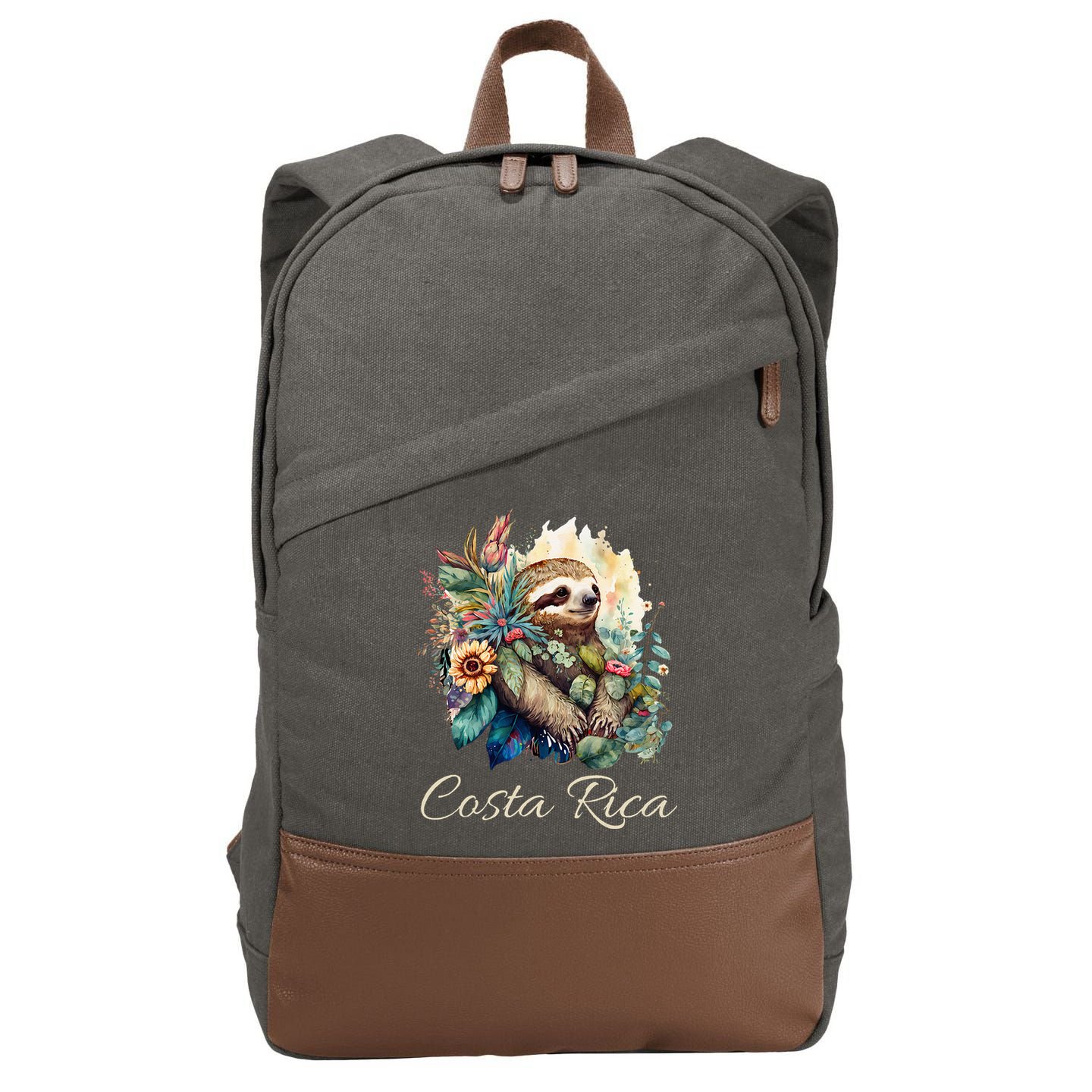 Costa Rica Tropical Sloth Cotton Canvas Backpack