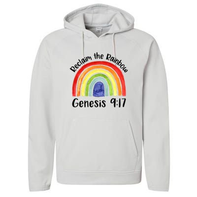 Christian Reclaim The Rainbow Jesus Lover Proverb Tee Performance Fleece Hoodie