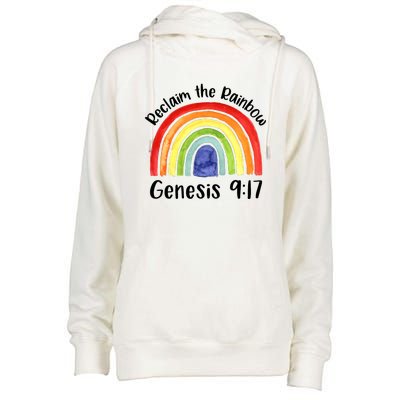 Christian Reclaim The Rainbow Jesus Lover Proverb Tee Womens Funnel Neck Pullover Hood