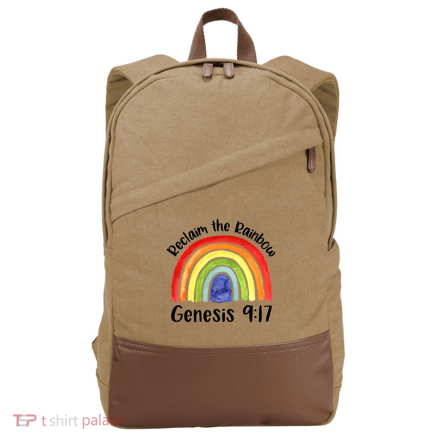 Christian Reclaim The Rainbow Jesus Lover Proverb Tee Cotton Canvas Backpack