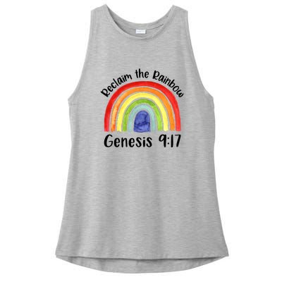 Christian Reclaim The Rainbow Jesus Lover Proverb Tee Ladies PosiCharge Tri-Blend Wicking Tank