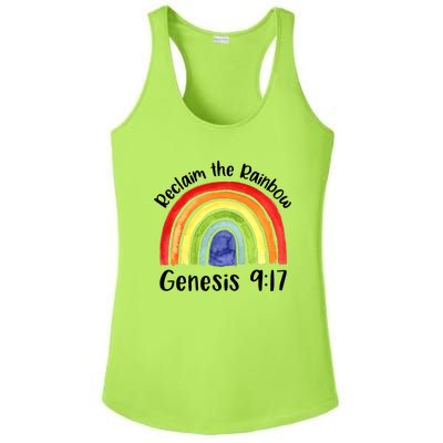 Christian Reclaim The Rainbow Jesus Lover Proverb Tee Ladies PosiCharge Competitor Racerback Tank