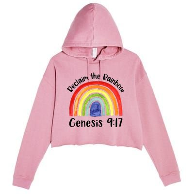 Christian Reclaim The Rainbow Jesus Lover Proverb Tee Crop Fleece Hoodie