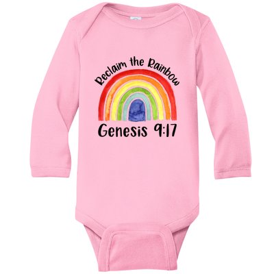 Christian Reclaim The Rainbow Jesus Lover Proverb Tee Baby Long Sleeve Bodysuit