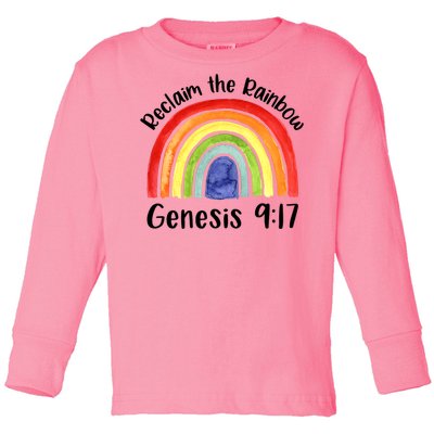 Christian Reclaim The Rainbow Jesus Lover Proverb Tee Toddler Long Sleeve Shirt