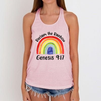 Christian Reclaim The Rainbow Jesus Lover Proverb Tee Women's Knotted Racerback Tank