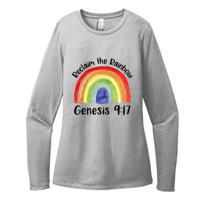 Christian Reclaim The Rainbow Jesus Lover Proverb Tee Womens CVC Long Sleeve Shirt