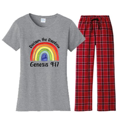 Christian Reclaim The Rainbow Jesus Lover Proverb Tee Women's Flannel Pajama Set