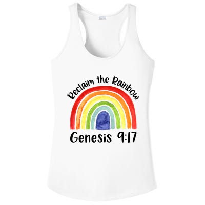 Christian Reclaim The Rainbow Jesus Lover Proverb Tee Ladies PosiCharge Competitor Racerback Tank