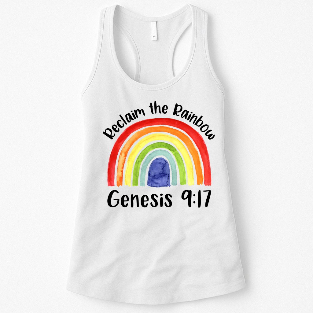 Christian Reclaim The Rainbow Jesus Lover Proverb Tee Womens Tank Top