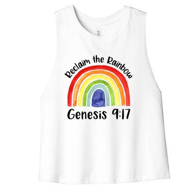 Christian Reclaim The Rainbow Jesus Lover Proverb Tee Women's Racerback Cropped Tank