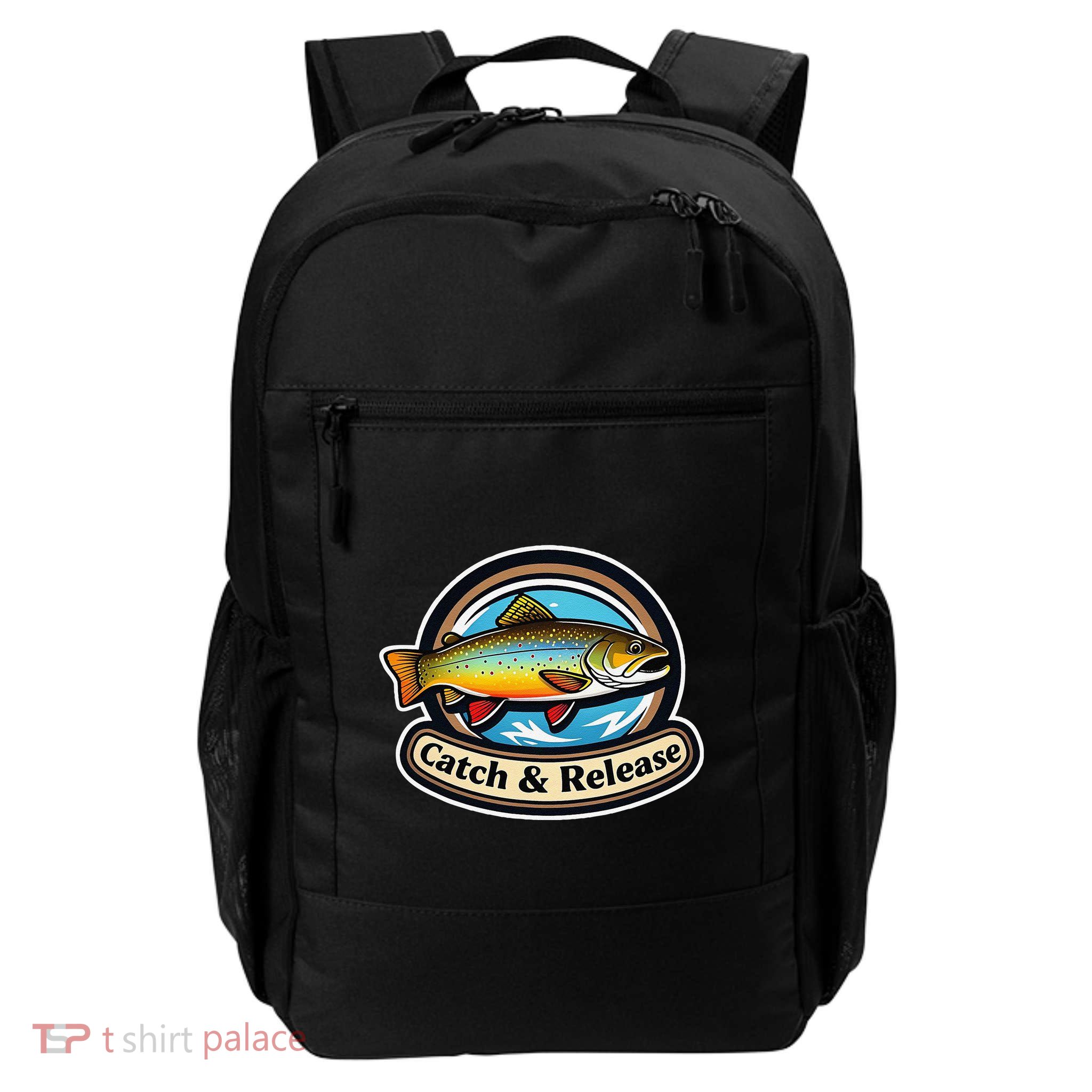Catch & Release Trout Fishing Angler Apparel Brook Trout Art Daily Commute Backpack