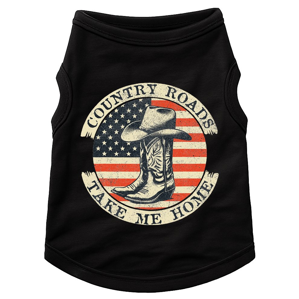 Country Roads Take Me Home Cowboy Western Virginia Retro Doggie Tank