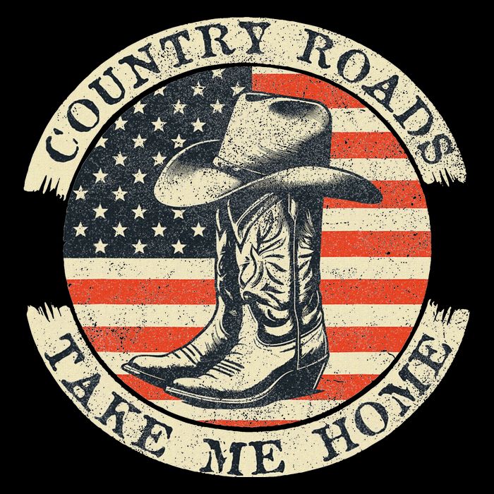 Country Roads Take Me Home Cowboy Western Virginia Retro Doggie Tank