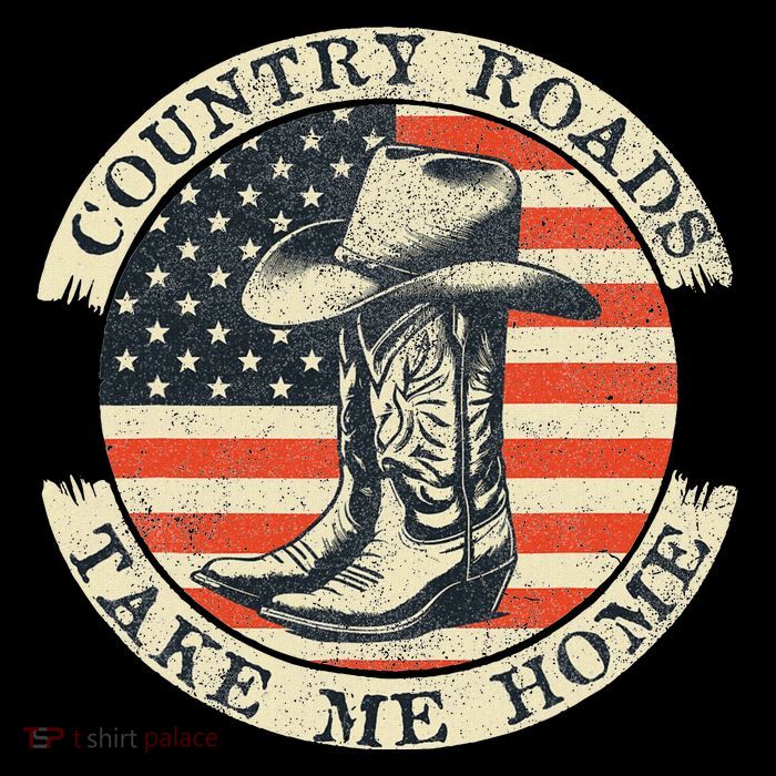 Country Roads Take Me Home Cowboy Western Virginia Retro Flatbill Hat