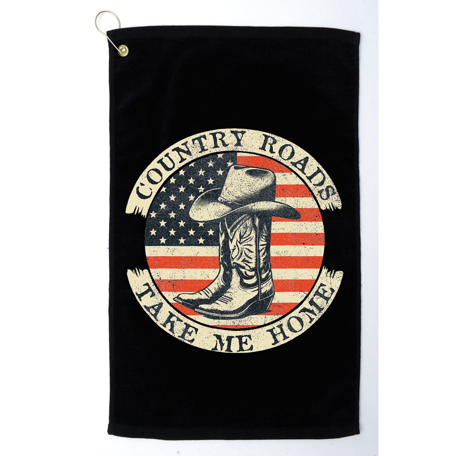 Country Roads Take Me Home Cowboy Western Virginia Retro Golf Towel