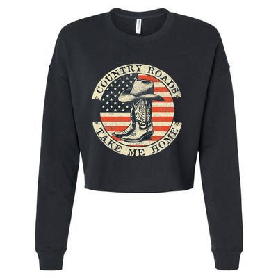 Country Roads Take Me Home Cowboy Western Virginia Retro Cropped Pullover Crew