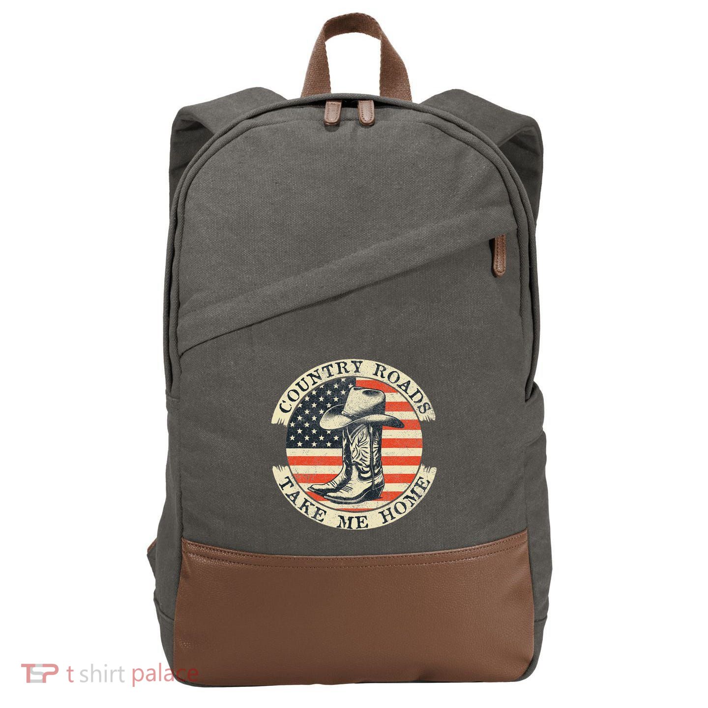 Country Roads Take Me Home Cowboy Western Virginia Retro Cotton Canvas Backpack