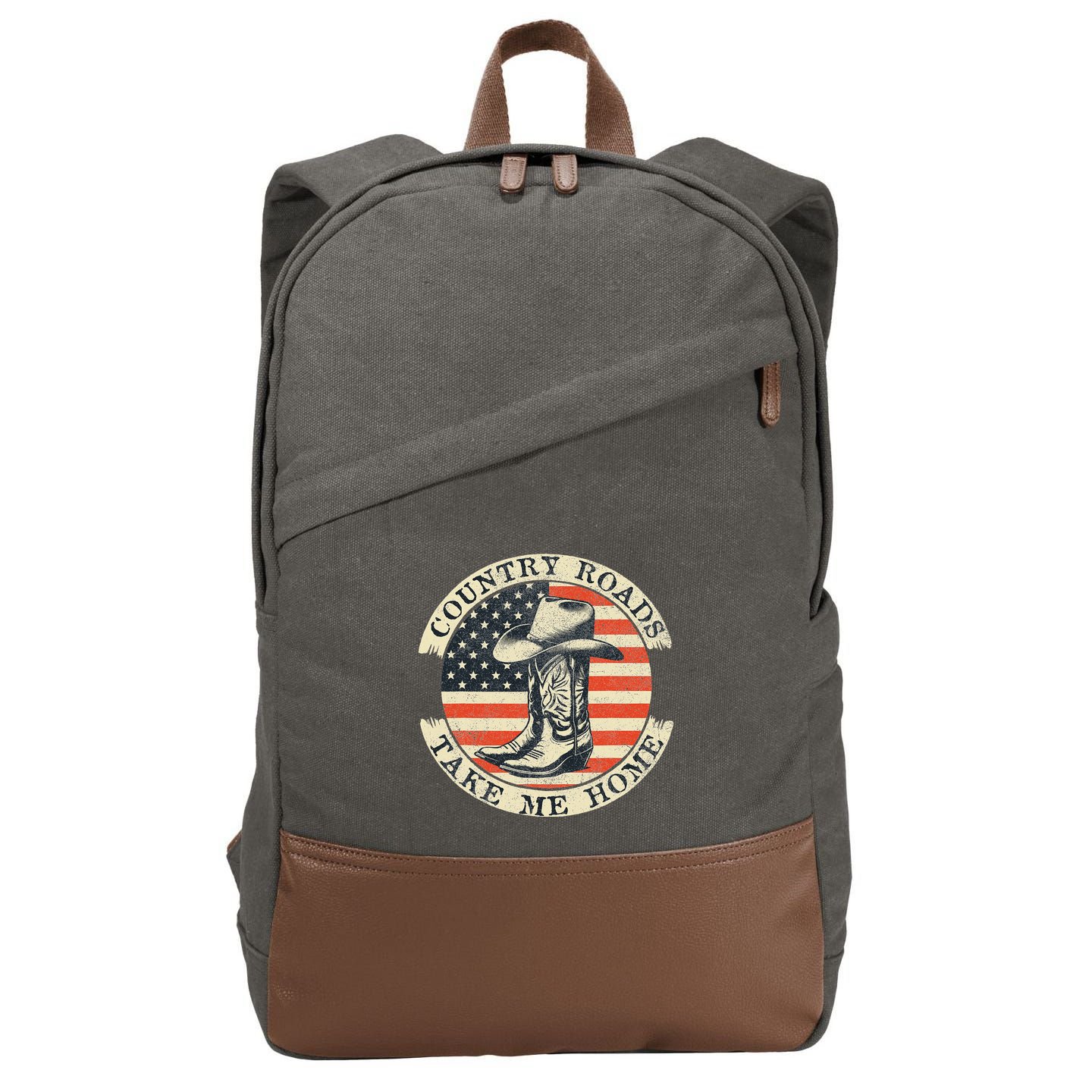 Country Roads Take Me Home Cowboy Western Virginia Retro Cotton Canvas Backpack