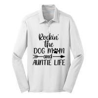 Cute Rocking The Dog Mom And Aunt Life Mothers Day Wo Silk Touch Performance Long Sleeve Polo