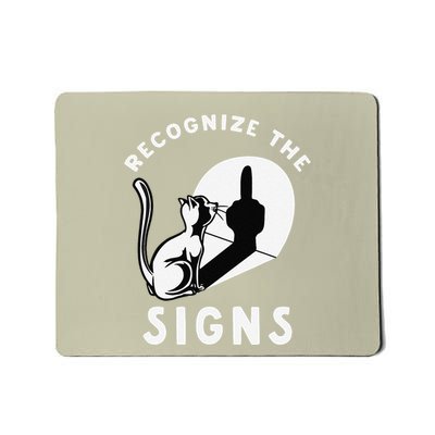 Cat Recognize The Sign Funny Middle Finger Shadow Sarcastic .Png Mousepad