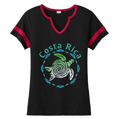 Costa Rica Tee Vintage Tribal Turtle Ladies Halftime Notch Neck Tee